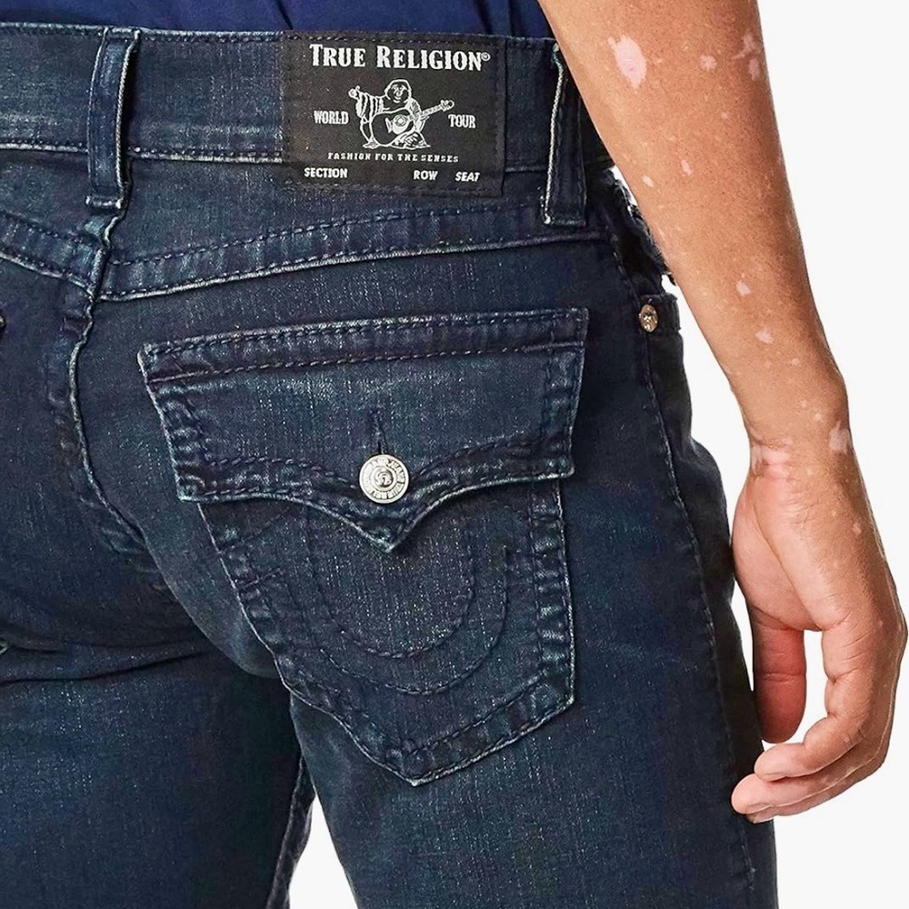 True Religion Sz 33 34 Dark Blue Jeans Rocco Relaxed Slim NWT - Picture 4 of 16